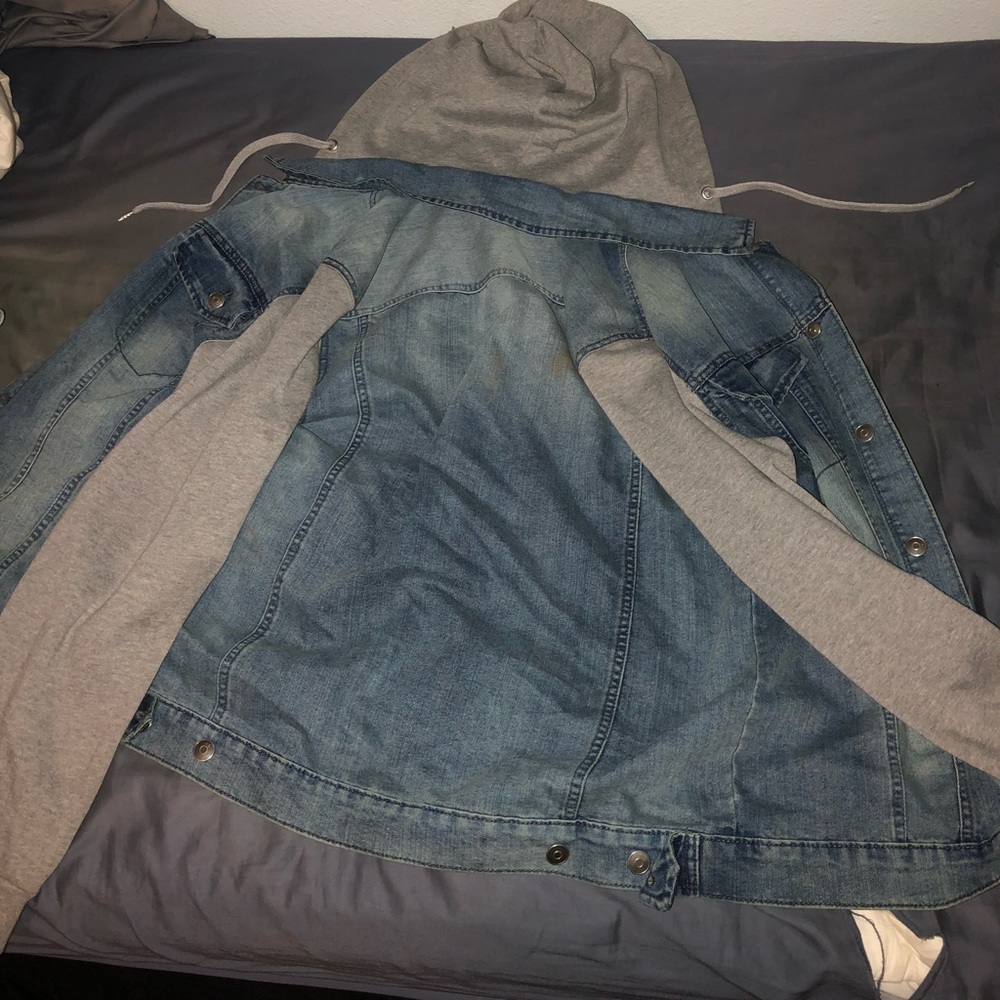 Fission half denim half cloth jacket